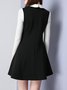 Black Embroidered A-line Shirt Collar Long Sleeve Mini Dress